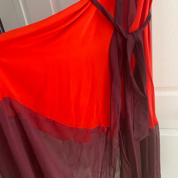 Haute Hippie Halter Silk Maxi Dress S Red Plum with belt - New - Picture 6 of 9